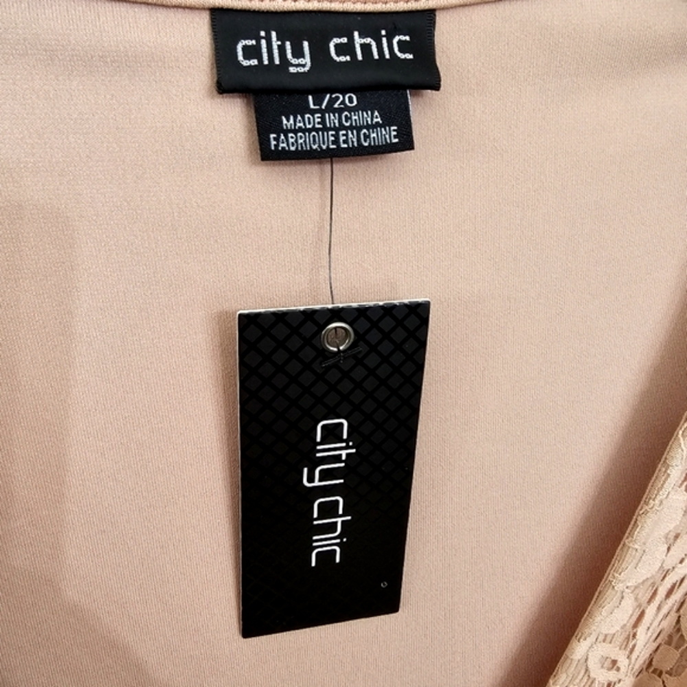 Nwt City Chic Sweet Luv Rose Quartz Lace Flutter Sleeve Vneck Knit Ruffle Dress - Picture 4 of 17